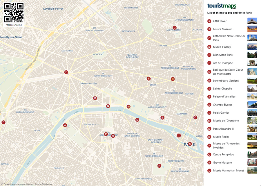 Paris tourist map